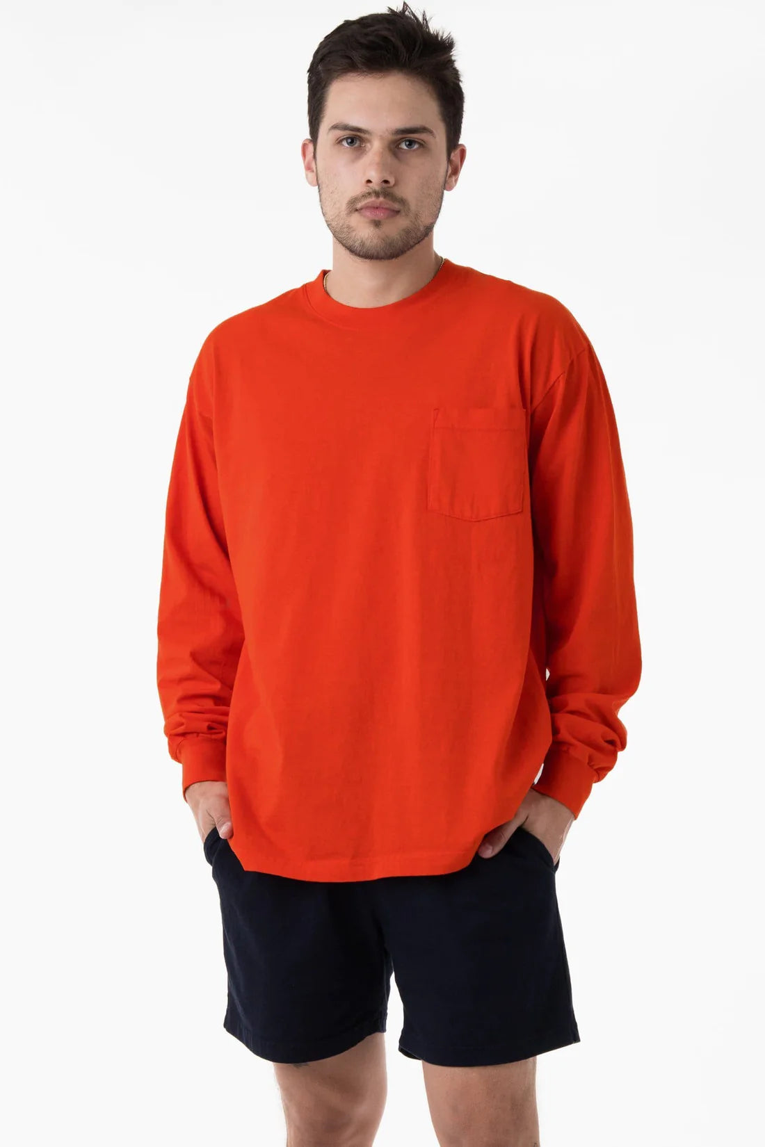 Los Angeles Apparel - 1810GD - Long Sleeve Garment Dye Pocket T-Shirt