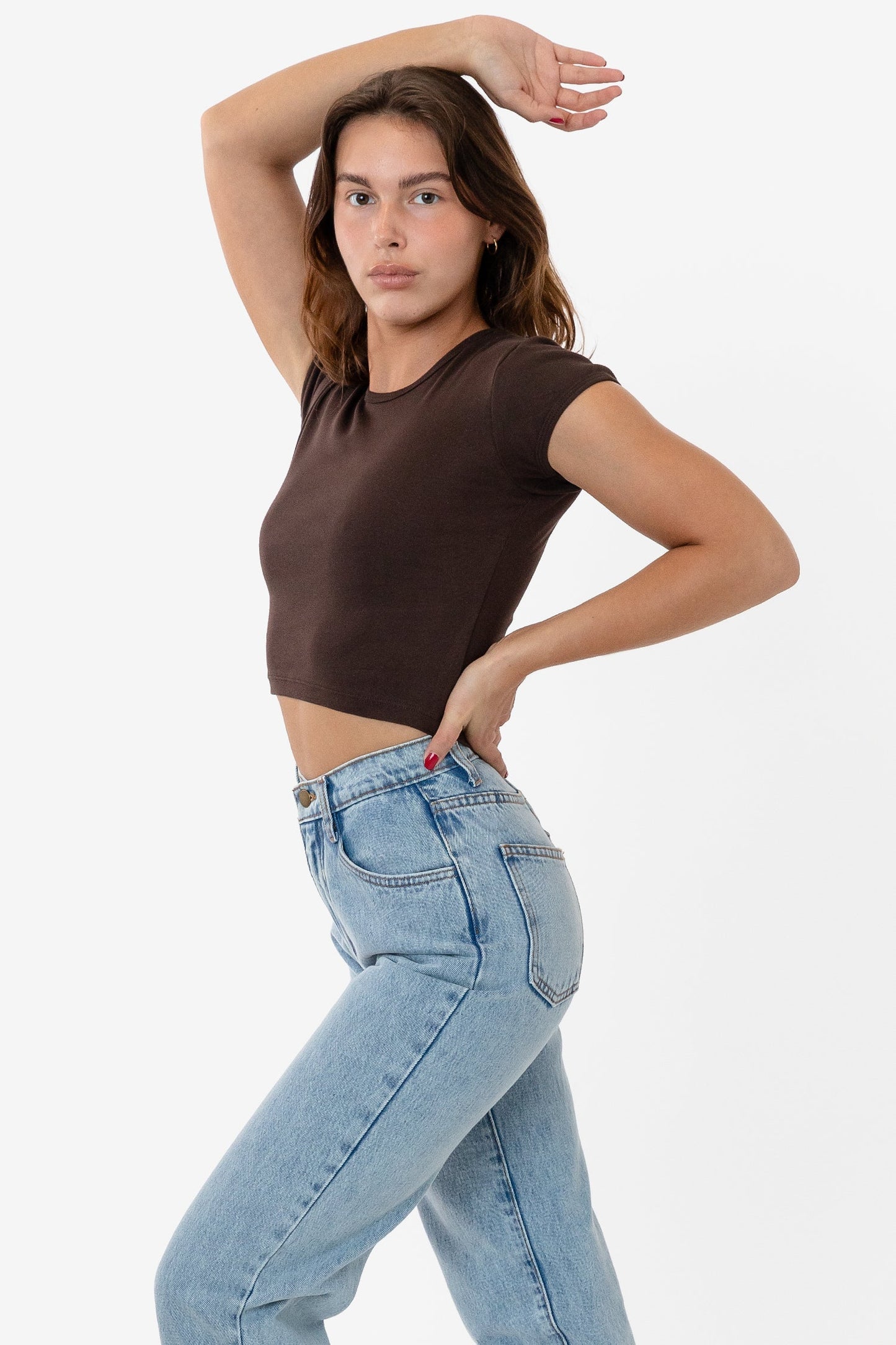 Los Angeles Apparel - 43035 - Cap Sleeve Baby Rib Crop Top