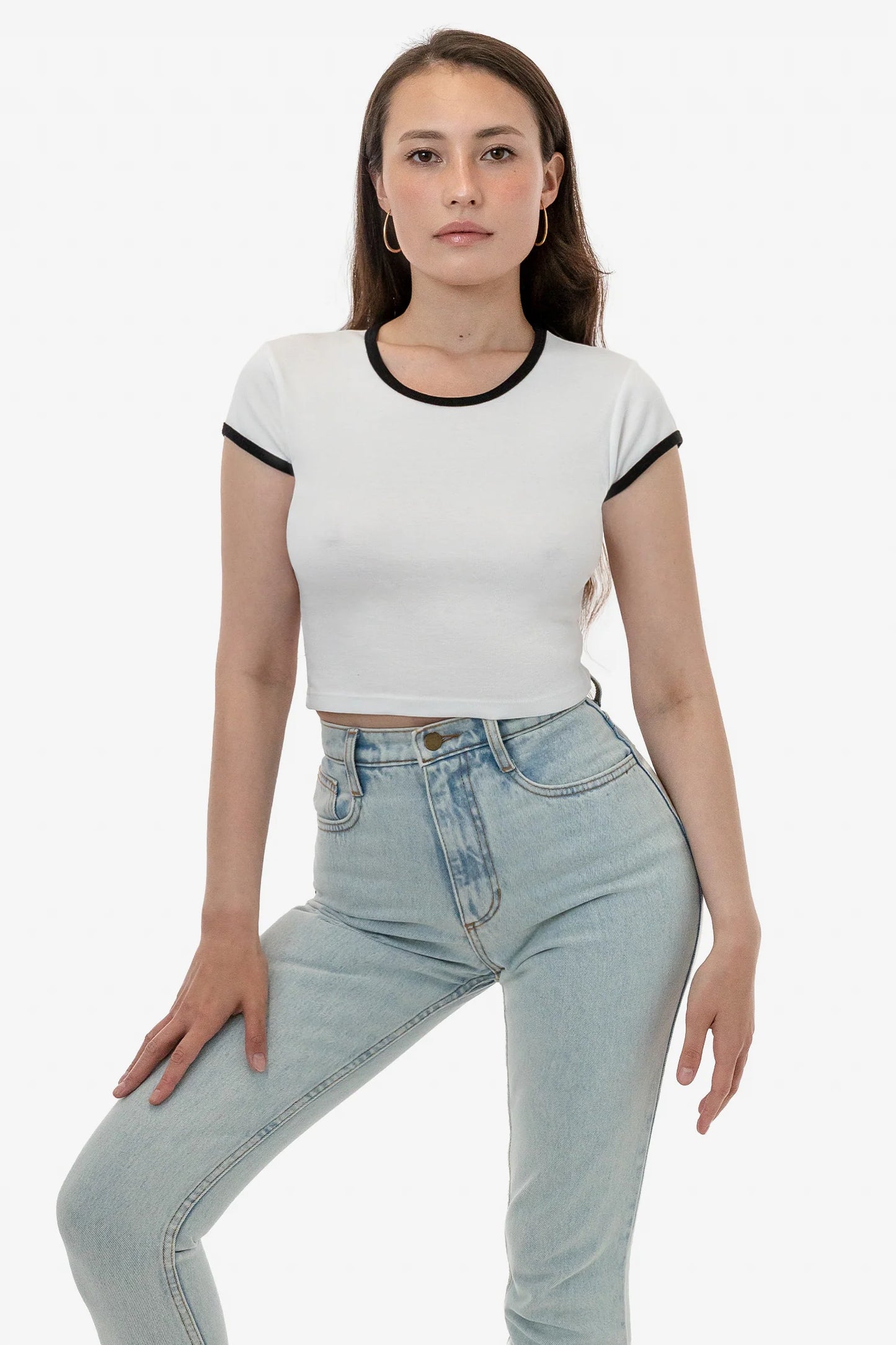 Los Angeles Apparel - 43035 - Cap Sleeve Baby Rib Crop Top