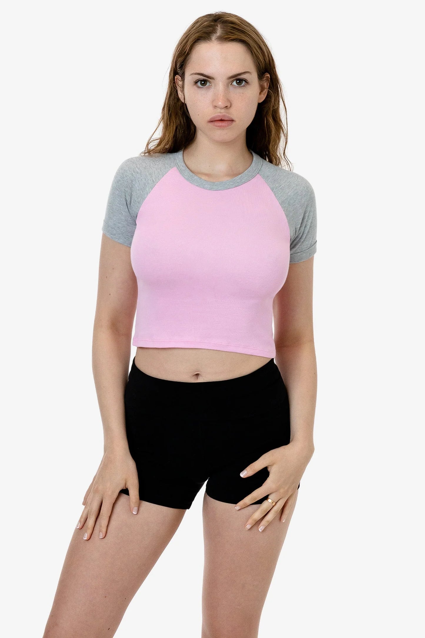 Los Angeles Apparel - 43077 - Baby Rib Short Sleeve Cropped Raglan