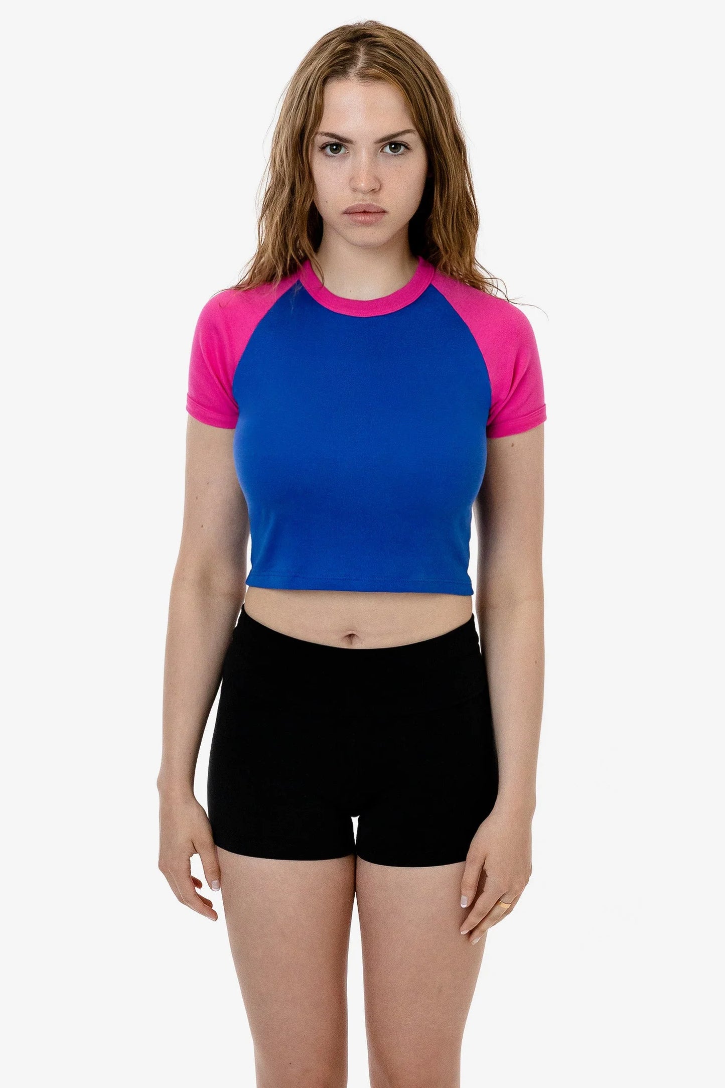 Los Angeles Apparel - 43077 - Baby Rib Short Sleeve Cropped Raglan