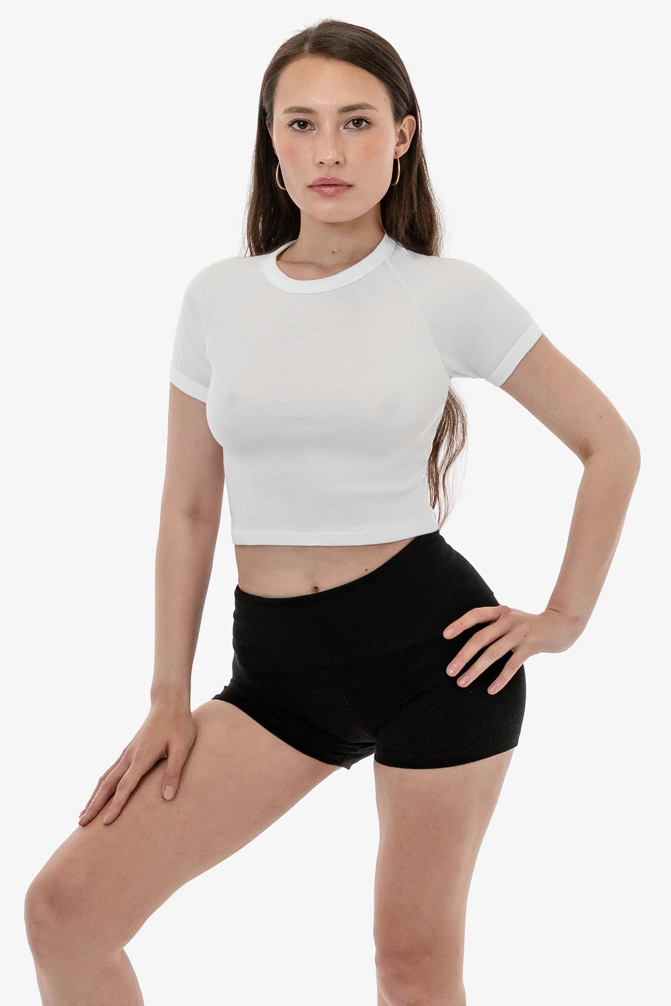 Los Angeles Apparel - 43077 - Baby Rib Short Sleeve Cropped Raglan