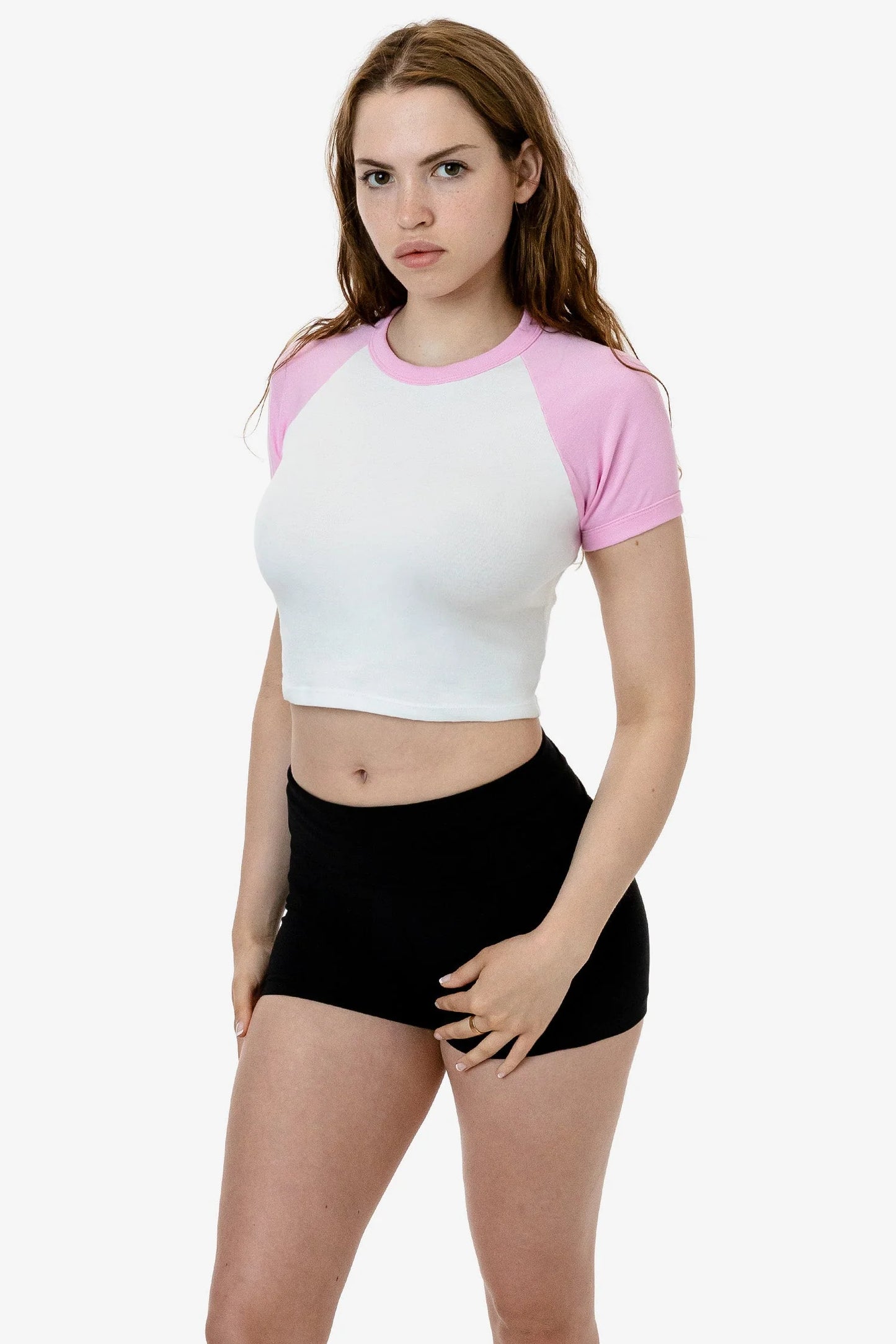 Los Angeles Apparel - 43077 - Baby Rib Short Sleeve Cropped Raglan