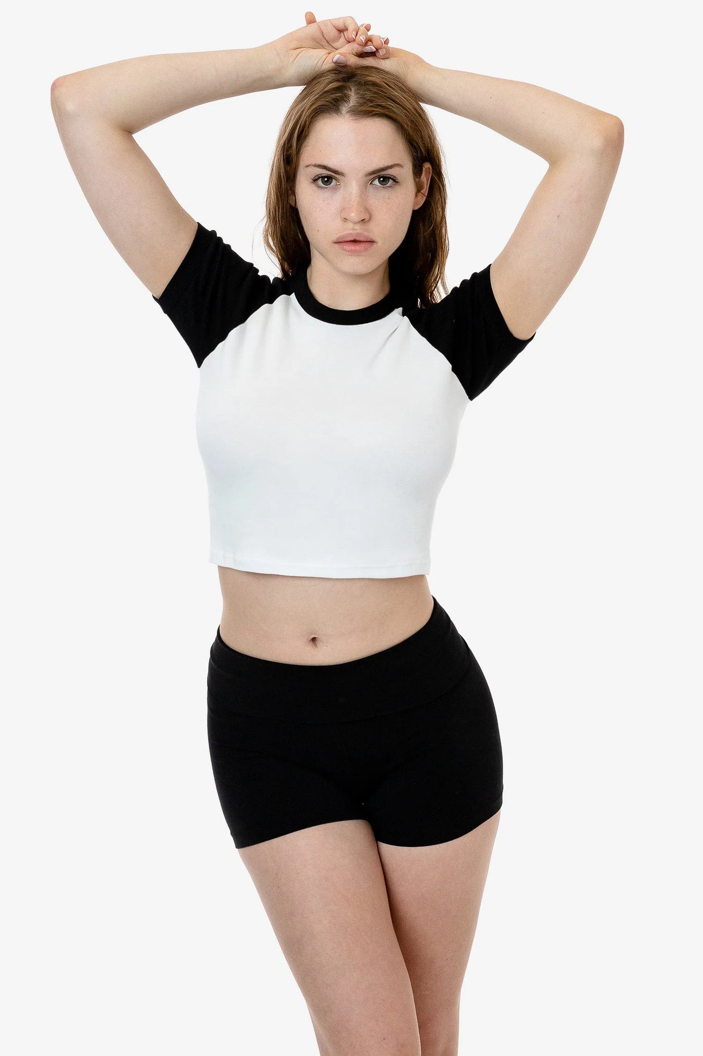 Los Angeles Apparel - 43077 - Baby Rib Short Sleeve Cropped Raglan