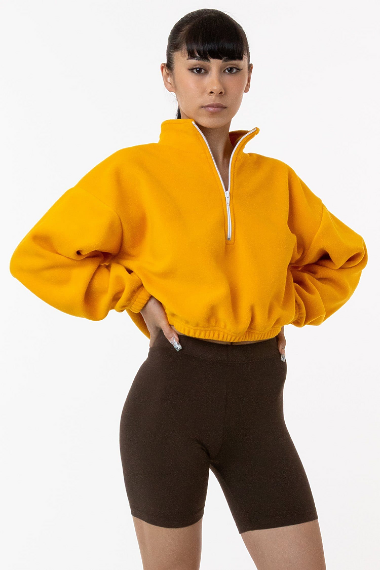 Los Angeles Apparel PF306 Cropped Polar Fleece Half Zip