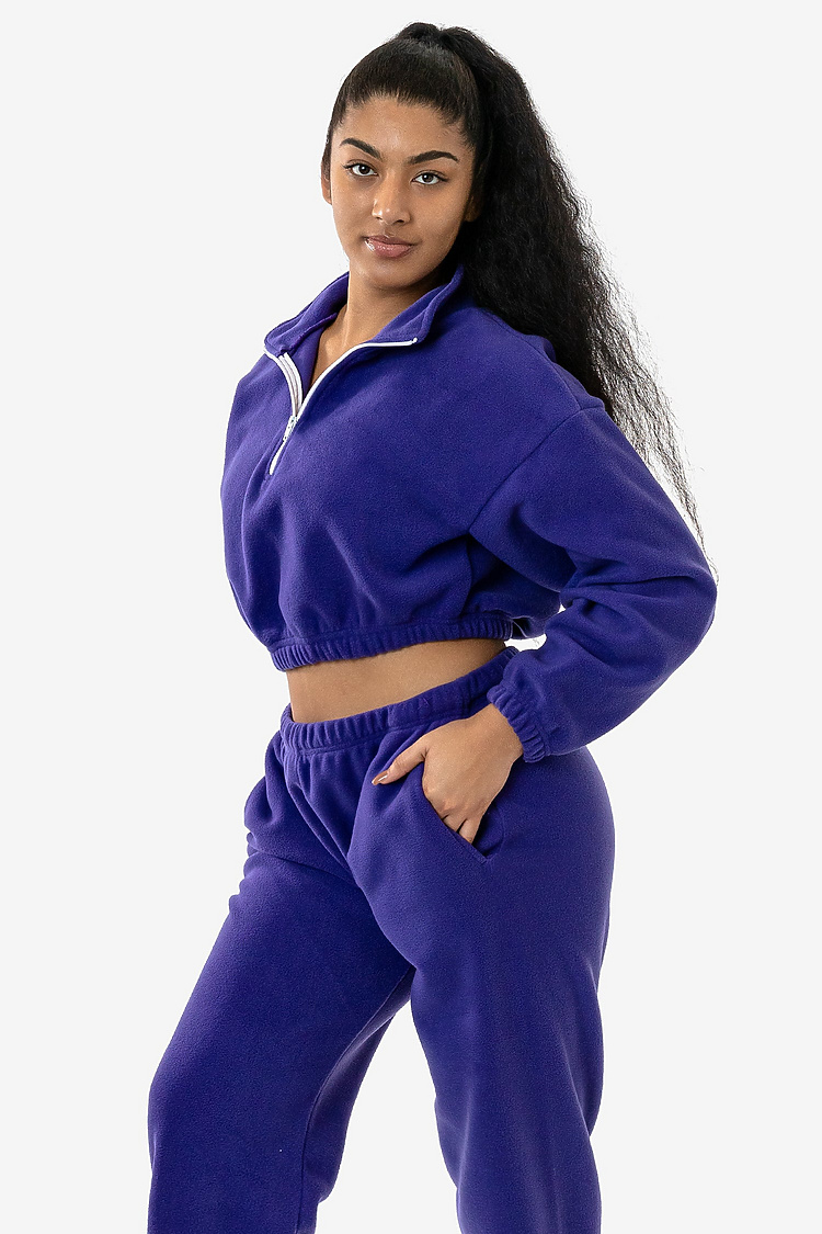 Los Angeles Apparel PF306 Cropped Polar Fleece Half Zip