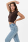 43035 - Cap Sleeve Baby Rib Crop Top
