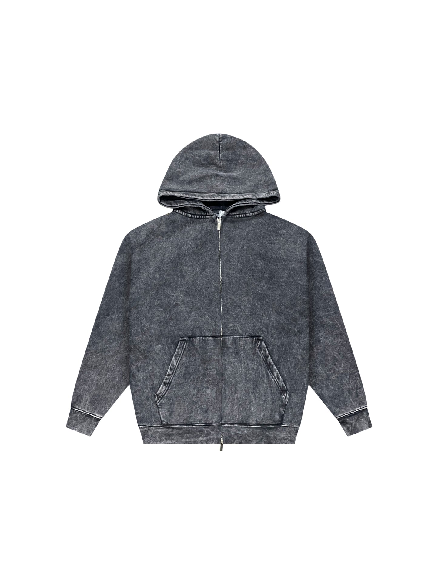 Zipper Hoodies Drop Shoulder Potassium Sprayed Distressed