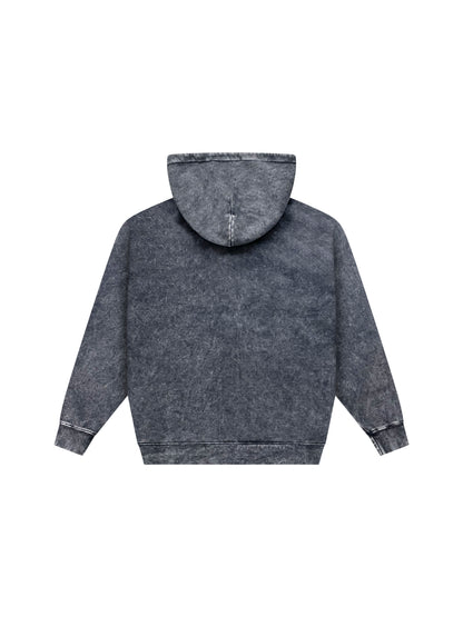 Zipper Hoodies Drop Shoulder Potassium Sprayed Distressed