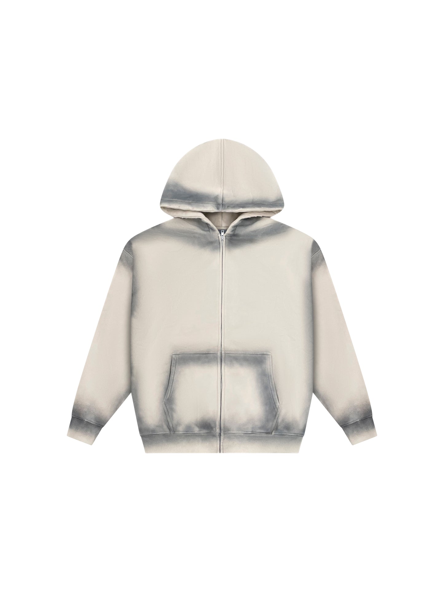 Zipper Hoodies Drop Shoulder Potassium Sprayed Distressed