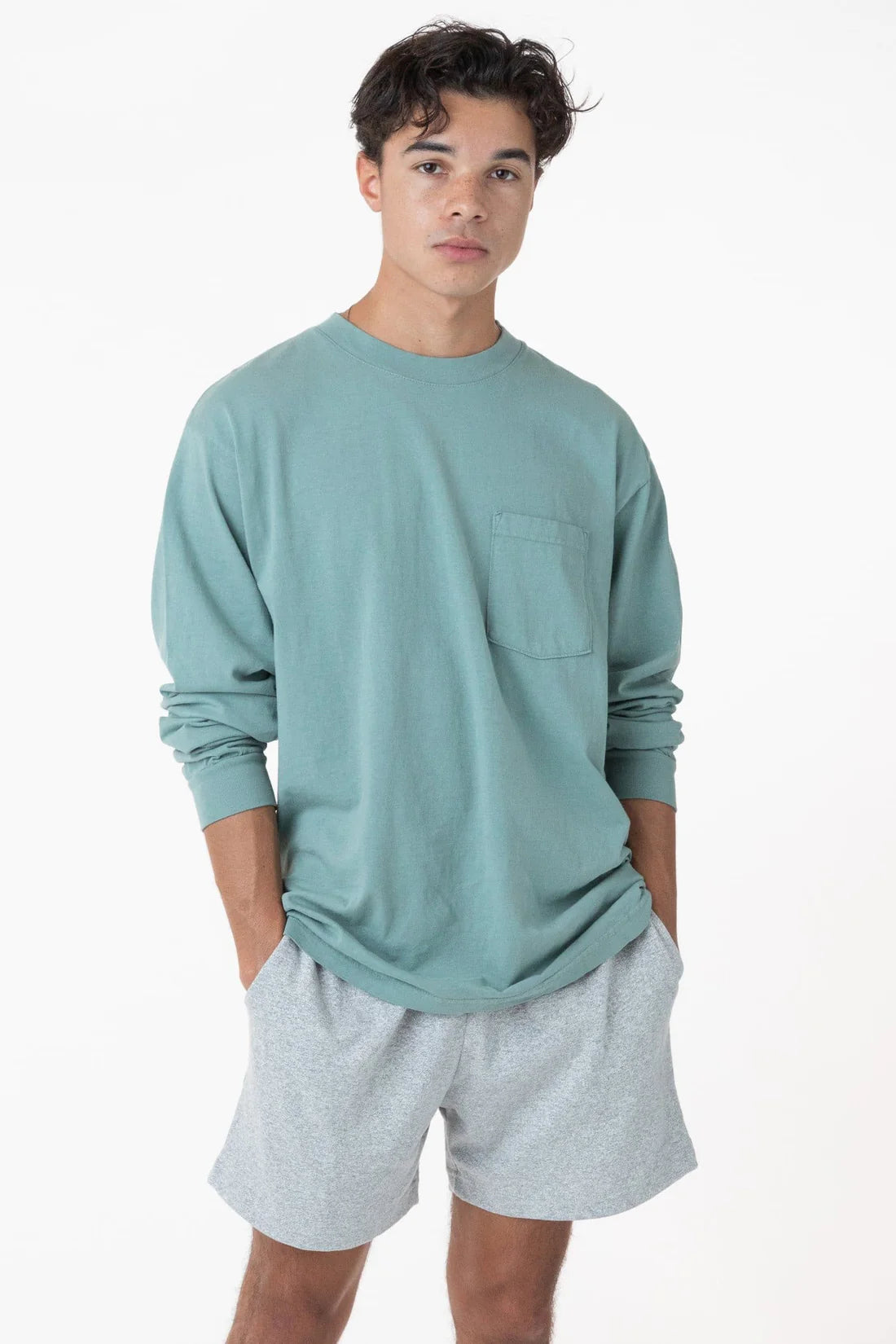 Los Angeles Apparel - 1810GD - Long Sleeve Garment Dye Pocket T-Shirt