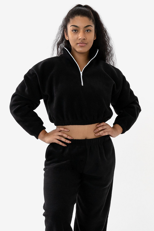 Los Angeles Apparel PF306 Cropped Polar Fleece Half Zip