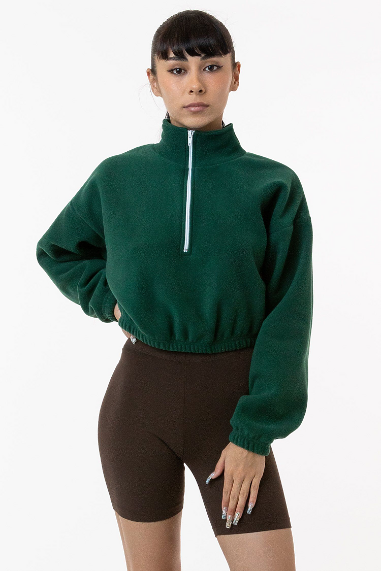 Los Angeles Apparel PF306 Cropped Polar Fleece Half Zip