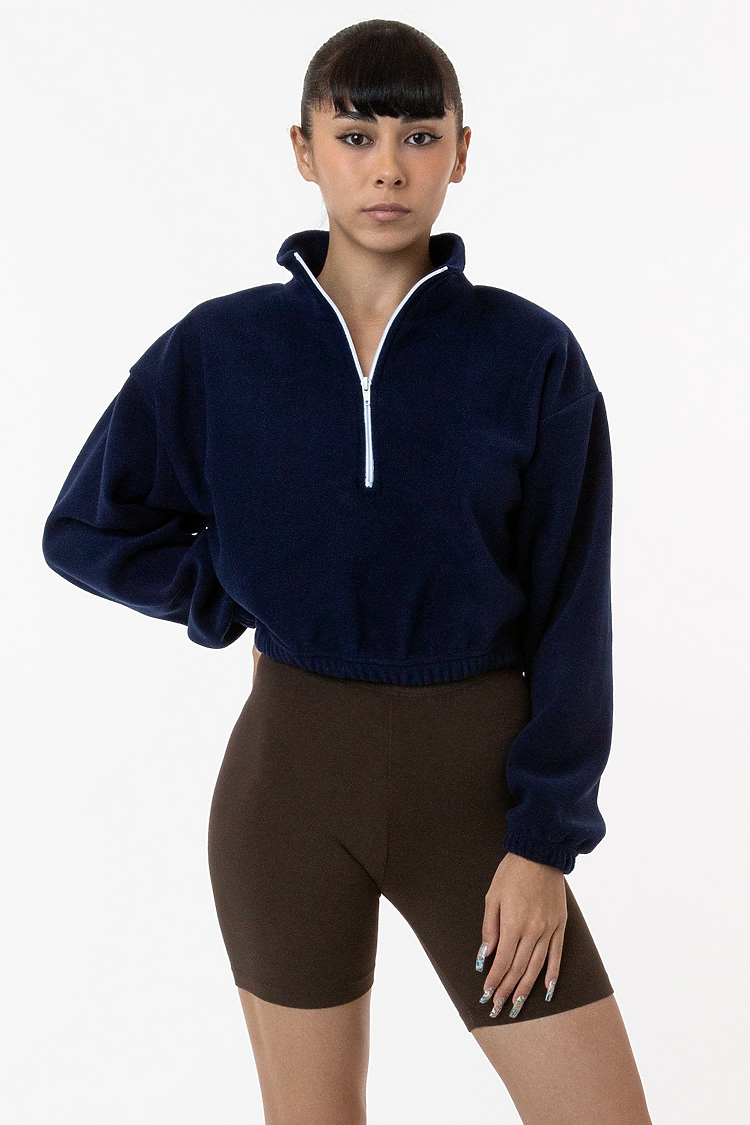 Los Angeles Apparel PF306 Cropped Polar Fleece Half Zip